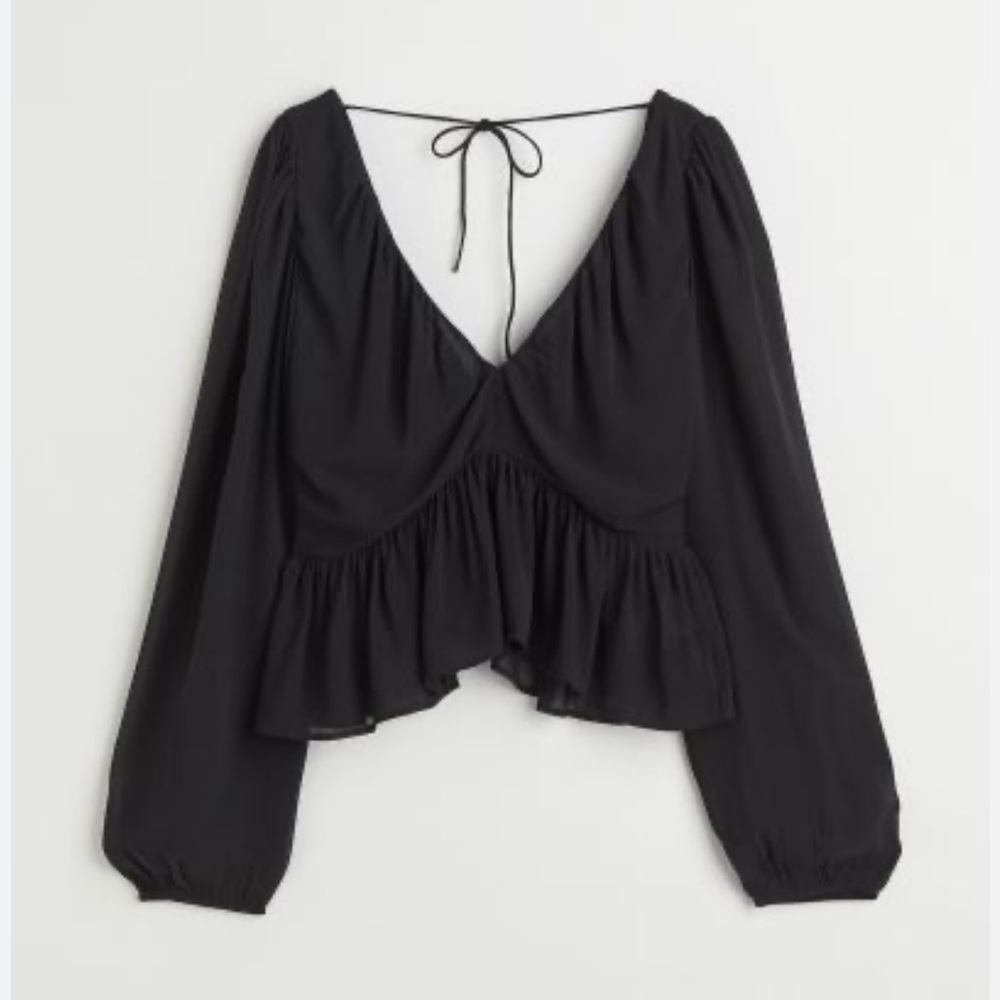 H&M V Neck Peplum Blouse, Size XL